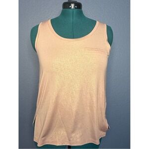 Basement Blush Pink Metallic Tank Top Draped Sleeveless Shimmer Size M